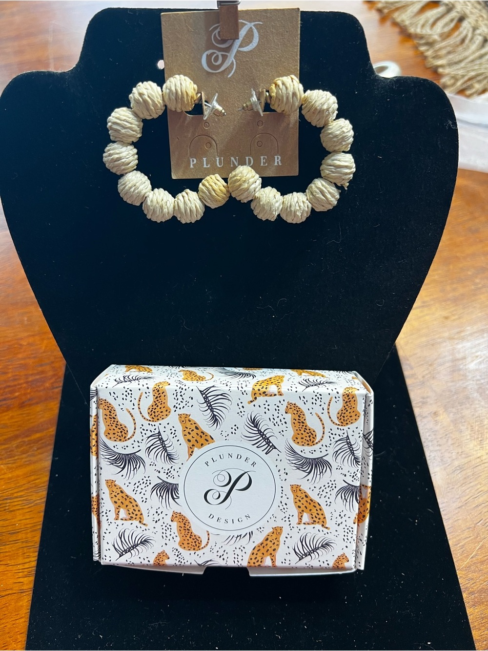 Plunder Cream Textured Beaded Hoop Earrings